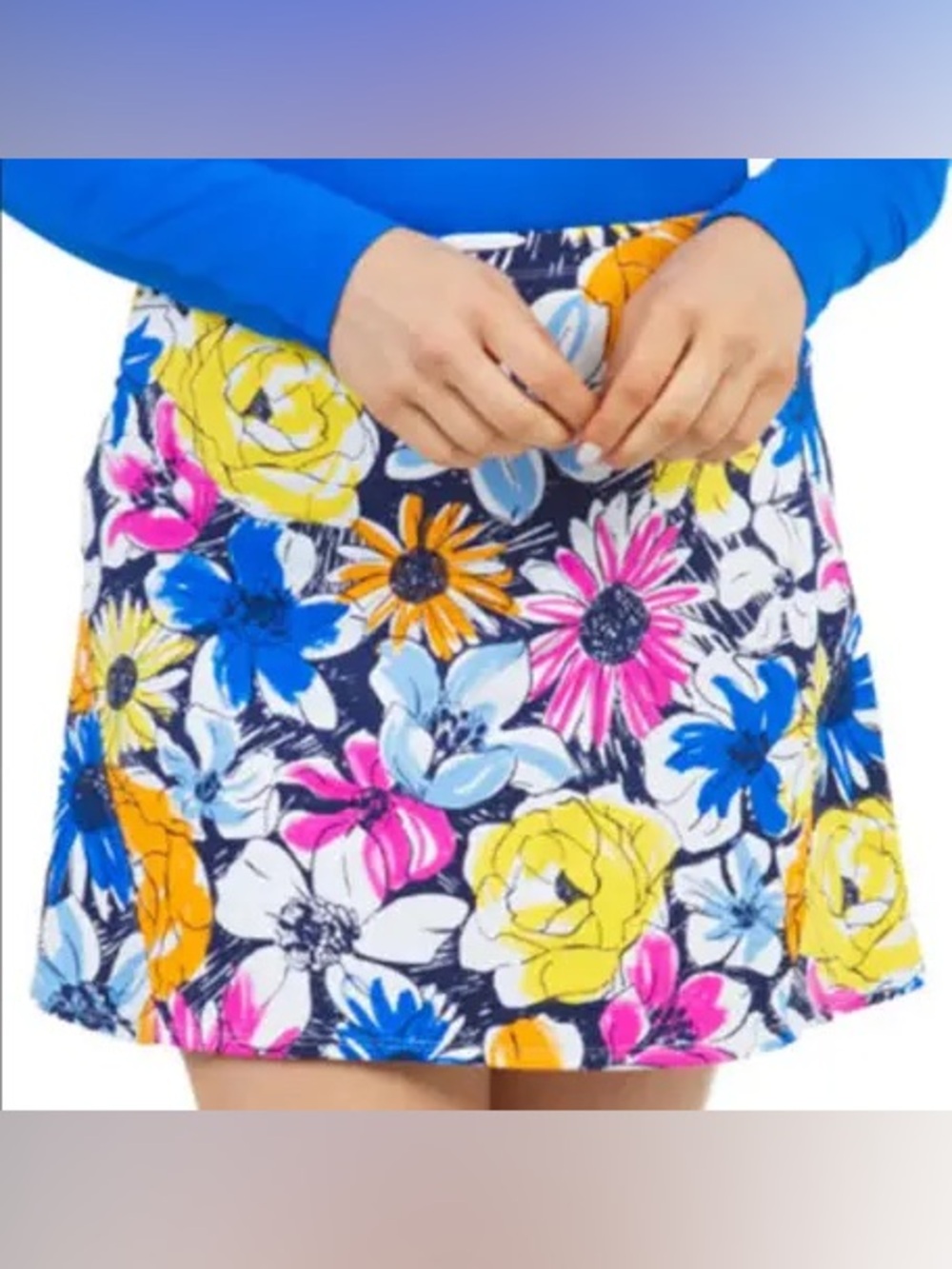 IBKUL Medeline Floral Multicolor Tennis Padel Pickleball Swing Skort Size Large